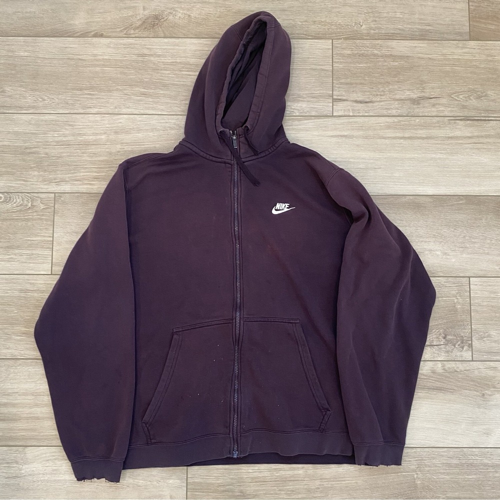 Vintage Y2K Nike Distressed Burgundy Hoodie Sweatshirt Men's Size XXL Grunge VTG